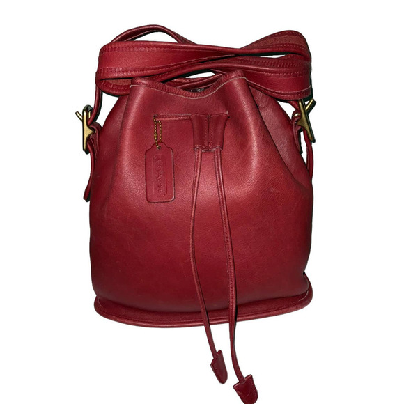 Vintage Coach Lulas Legacy Red Drawstring Crossbody Bucket Bag 9952 - Picture 1 of 16